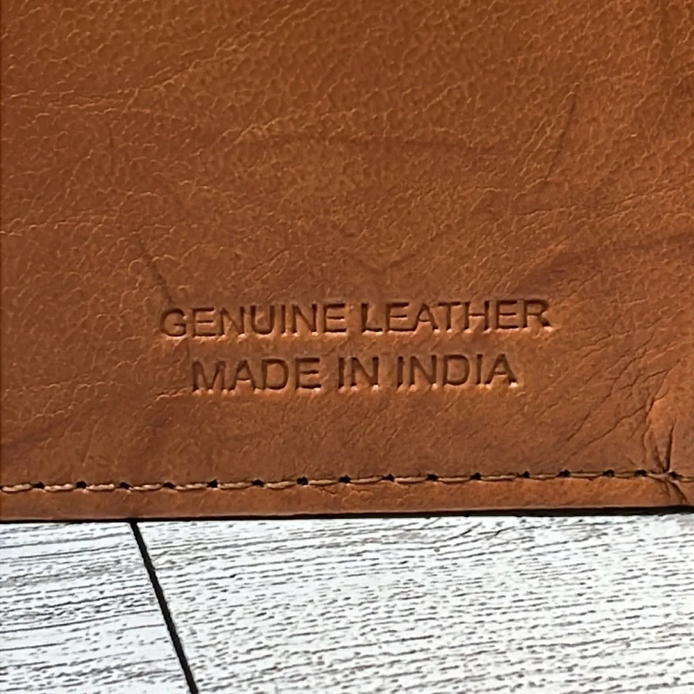 NWOT Patriots Football Brown Leather Trifold Wallet